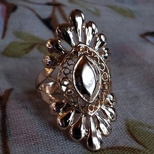 Gold Tone Heavy Plated Large Ring Size 10 3/4 Costume Jewelry